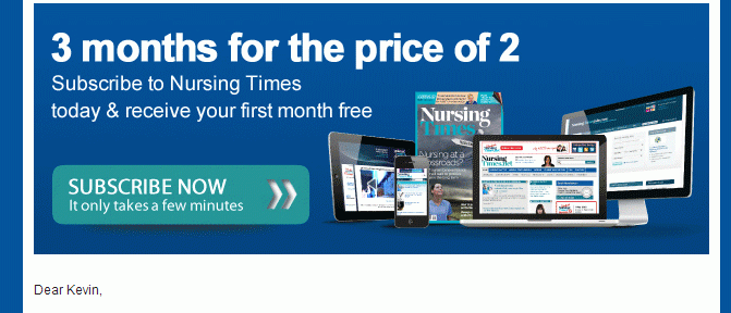 Nursing Times marketing email