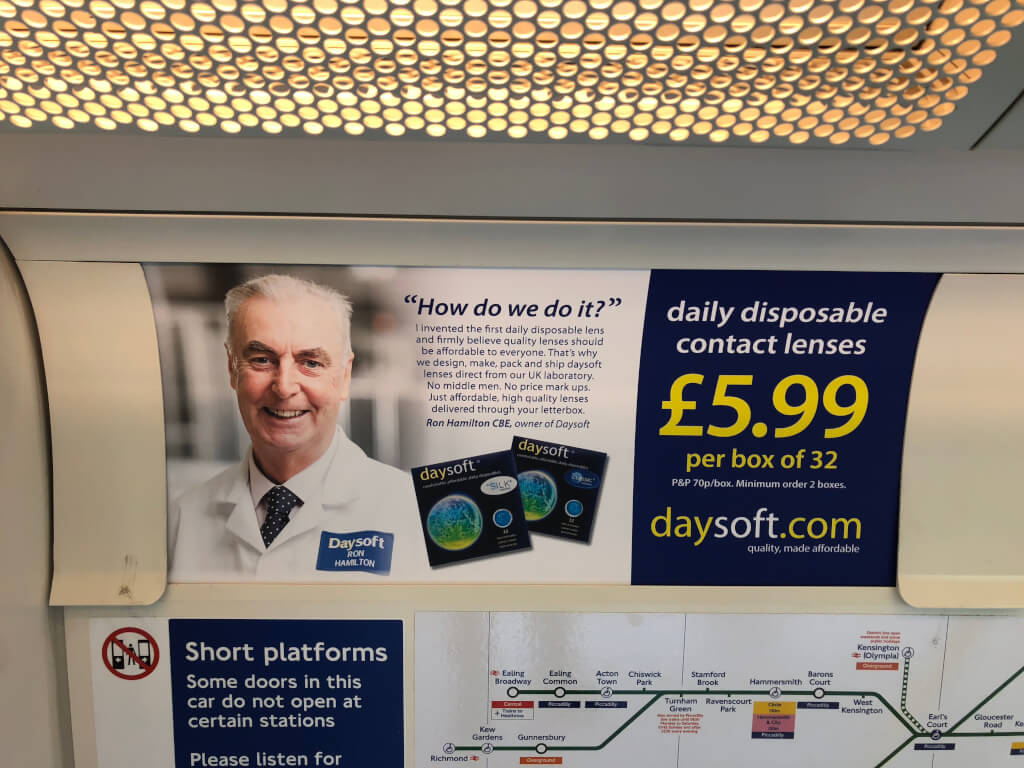 Daysoft advert on London Underground, 19 June 2108