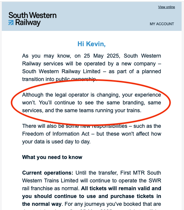 South Western Railway newsletter