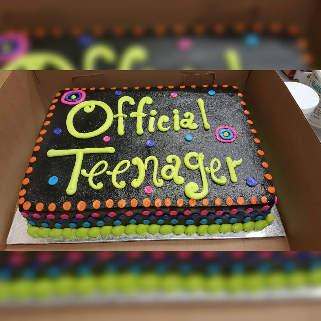 official teenager - 13th birthday cake