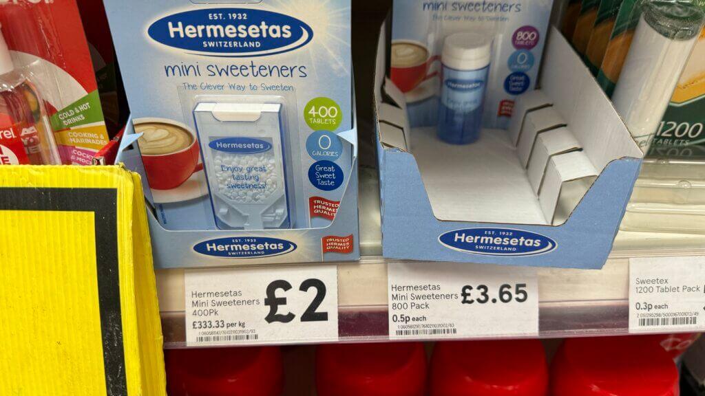 Hermesetas at Tesco Reading