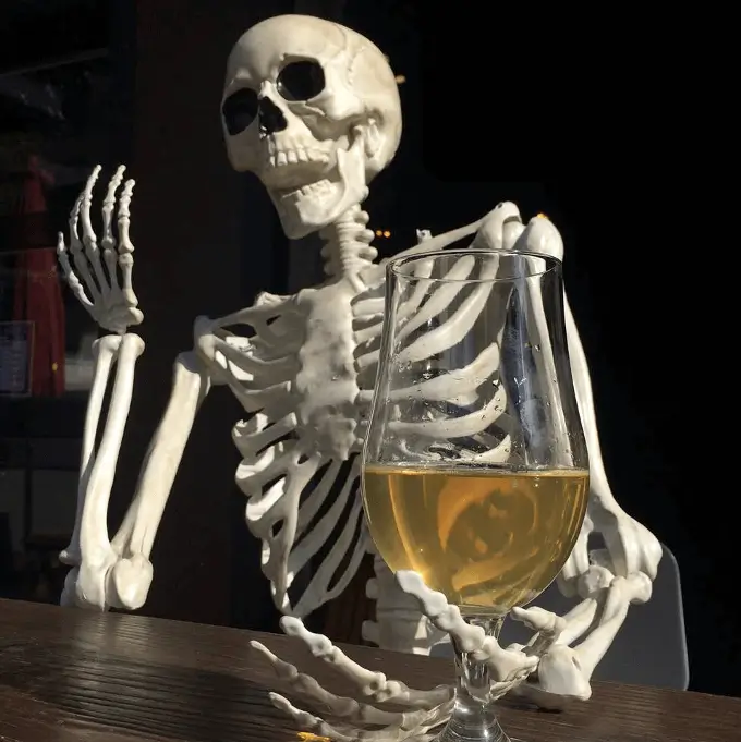 skeleton drinking cider • Kevin Harrington skeleton drinking cider